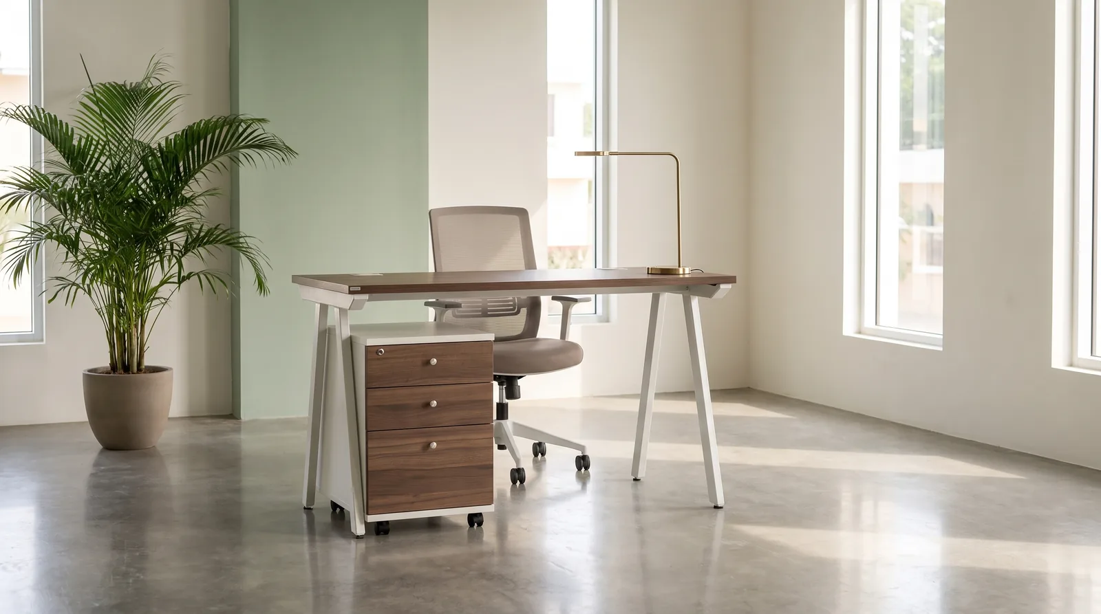 48” x 24” Single Pedestal Desk Ref. DU61.48 from ETTES Office Furniture